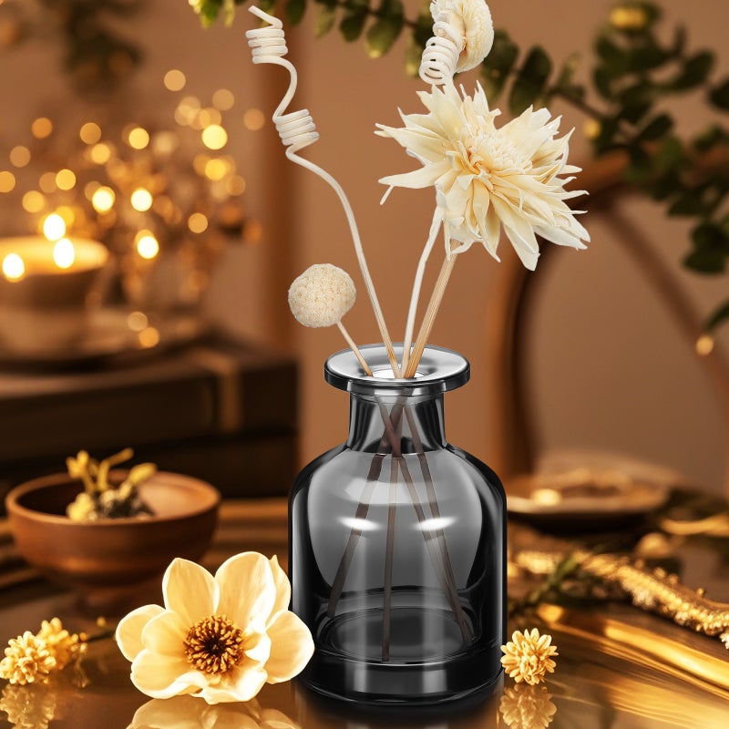 2 Pcs Refillable Glass Reed Diffuser Bottles Empty Cylinder Diffuser Jars Reusable Holder For Office Home Car - Image 3