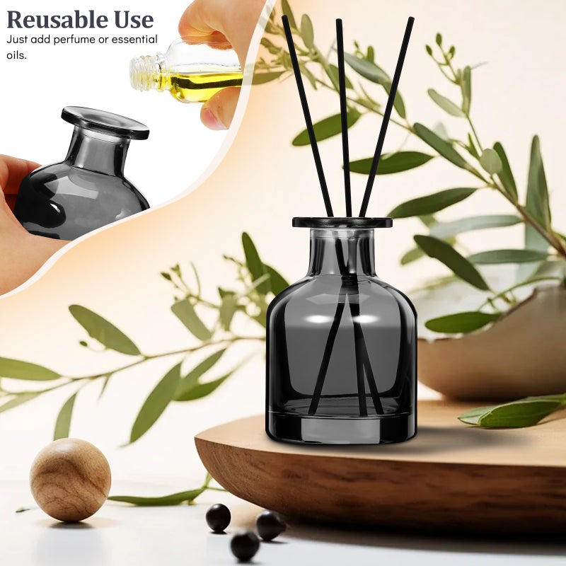2 Pcs Refillable Glass Reed Diffuser Bottles Empty Cylinder Diffuser Jars Reusable Holder For Office Home Car - Image 4