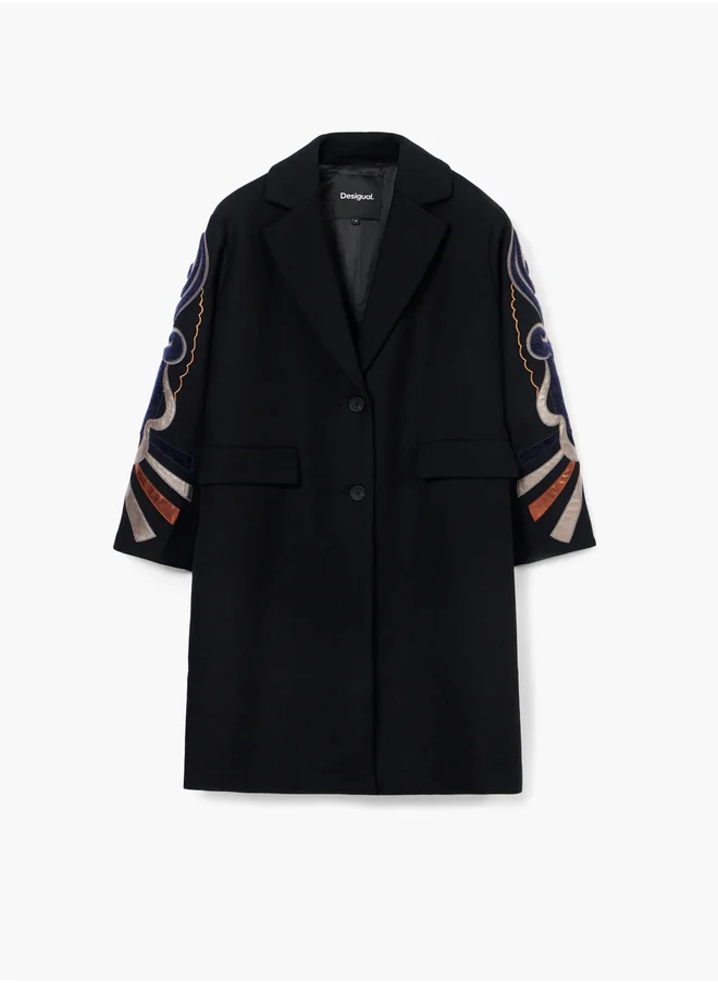 DESIGUAL Coat With Printed Sleeves