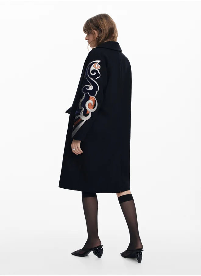 DESIGUAL Coat With Printed Sleeves