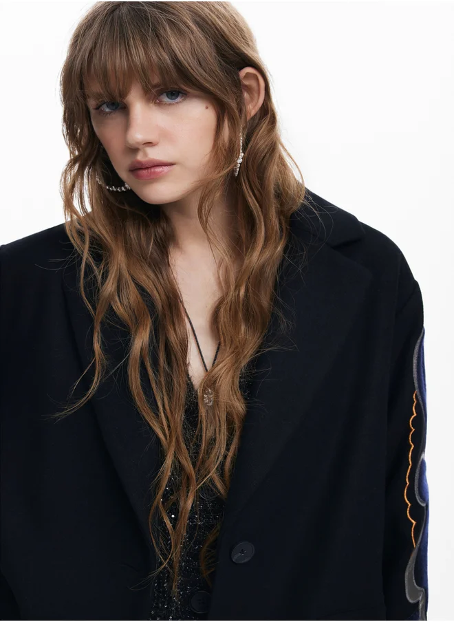 DESIGUAL Coat With Printed Sleeves