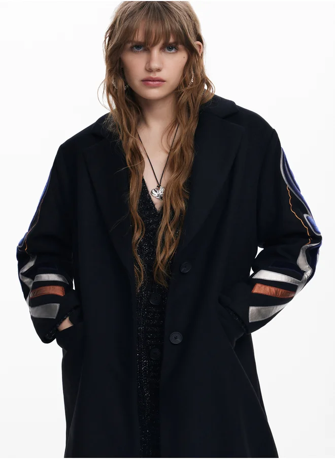 DESIGUAL Coat With Printed Sleeves