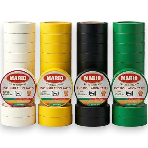 Mario PVC Insulation Electrical Tape – Multicolour Pack of 30 | 15mm x 6M | Strong Adhesion & Durable Electrical Tape - Image 1