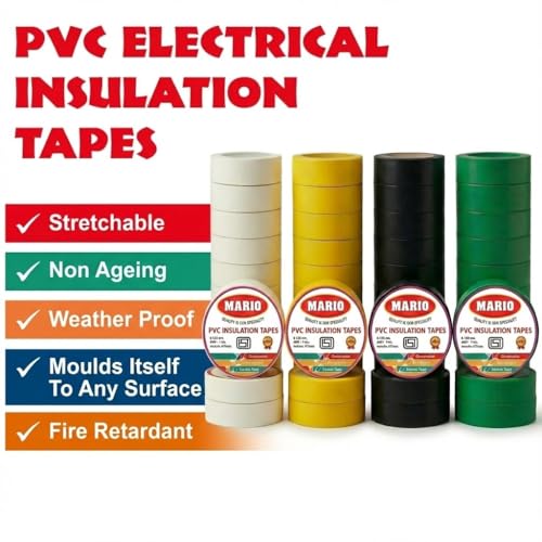 Mario PVC Insulation Electrical Tape – Multicolour Pack of 30 | 15mm x 6M | Strong Adhesion & Durable Electrical Tape - Image 5