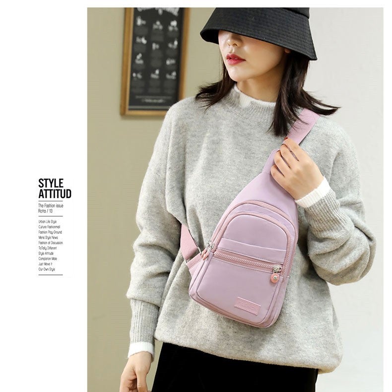 Women's Lightweight Multi-Layer Chest Bag Crossbody Waistpack with Print - Image 4