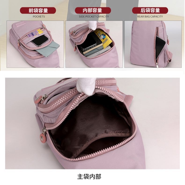 Women's Lightweight Multi-Layer Chest Bag Crossbody Waistpack with Print - Image 3
