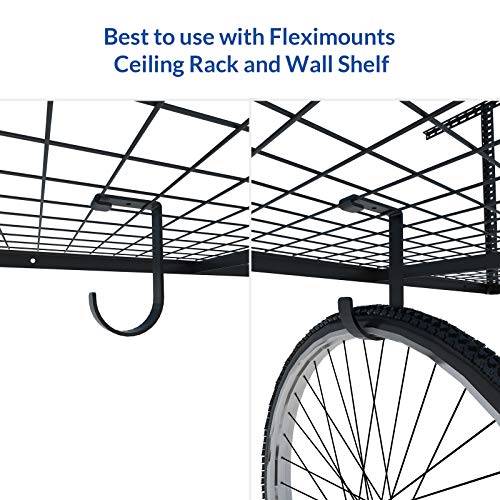 FLEXIMOUNTS 4 Pack Add On Storage Flat Hook Accessory for Garage Ceiling Rack and Wall Shelving, Max Weight Capacity up to 50lbs, Black - Image 5