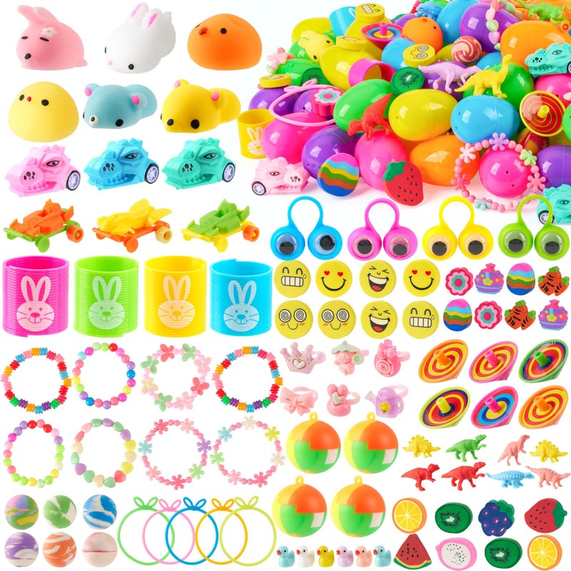 JOYIN 100Pcs Prefilled Easter Eggs with Assorted Toys, Prefilled Easter Eggs with Toys, Easter Basket Stuffers for Kids, Easter Egg Hunt, Toddler Easter Basket Stuffers - Image 1