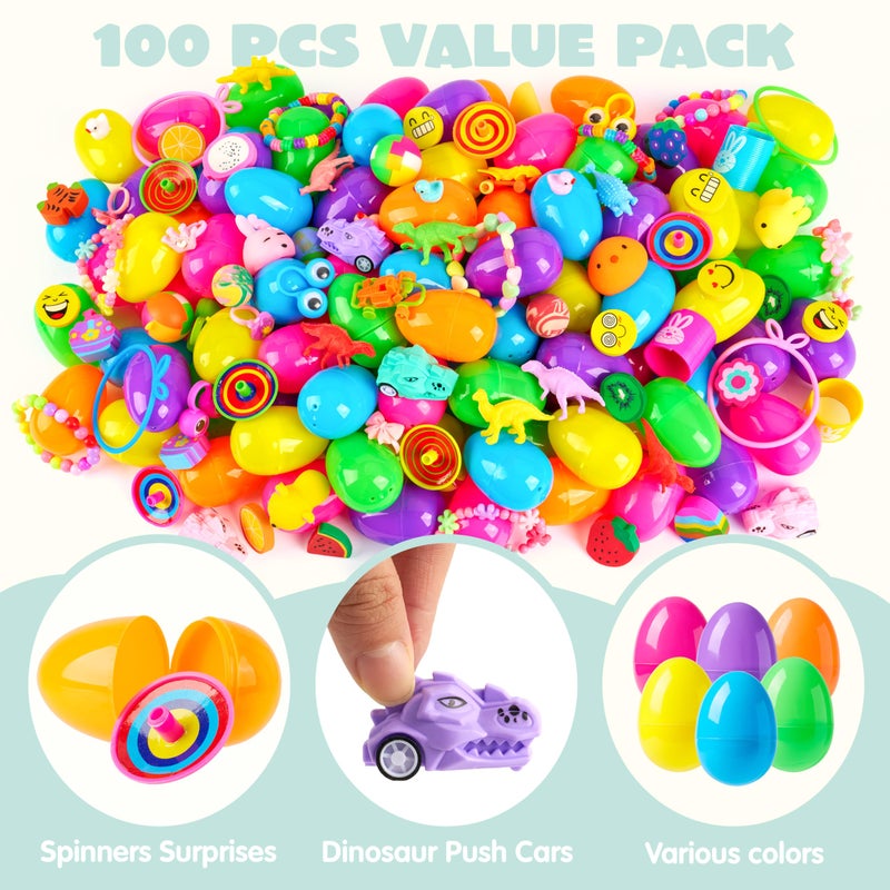 JOYIN 100Pcs Prefilled Easter Eggs with Assorted Toys, Prefilled Easter Eggs with Toys, Easter Basket Stuffers for Kids, Easter Egg Hunt, Toddler Easter Basket Stuffers - Image 3