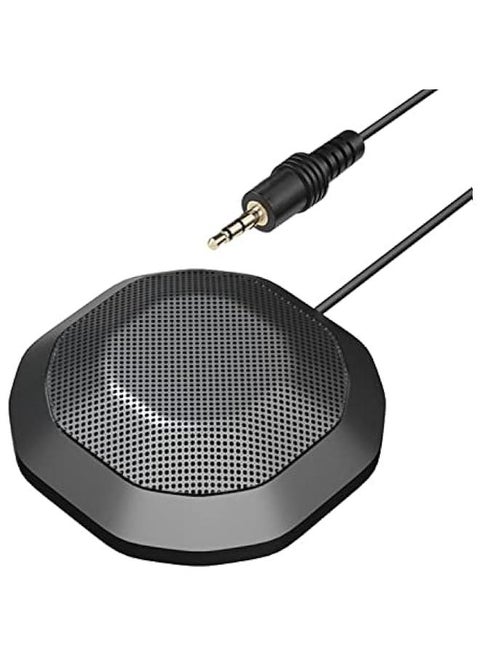 LOUJIN Portable 3.5mm Plug Conference Microphone 360° Omnidirectional Condenser Computer PC Mic Plug and Play Small Microphone for PC Laptop Video Conference Chatting Gaming Recording Online Class Sky