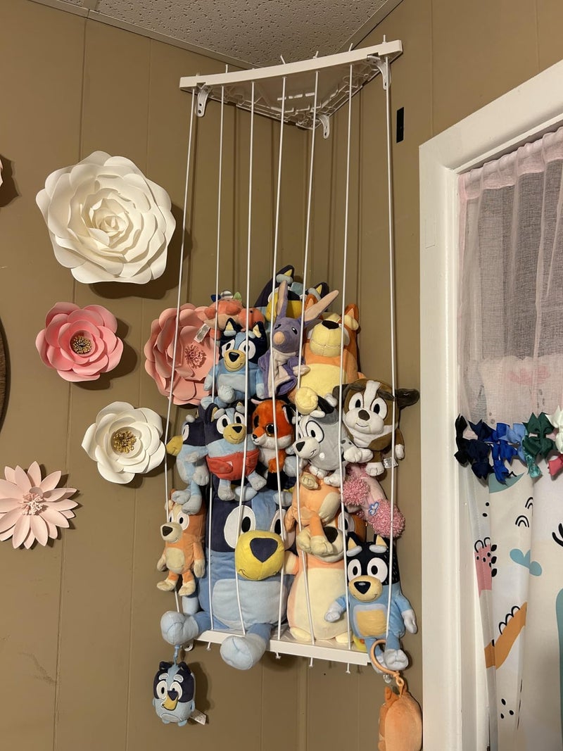 Befayoo Stuffed Animal Storage Toy Organizer(Patented) - Corner Stuffed Animal Holder Length Adjustable - Stuffed Animal Wall Storage for Nursery Playroom Bedroom Kids Room Decor(White) - Image 3
