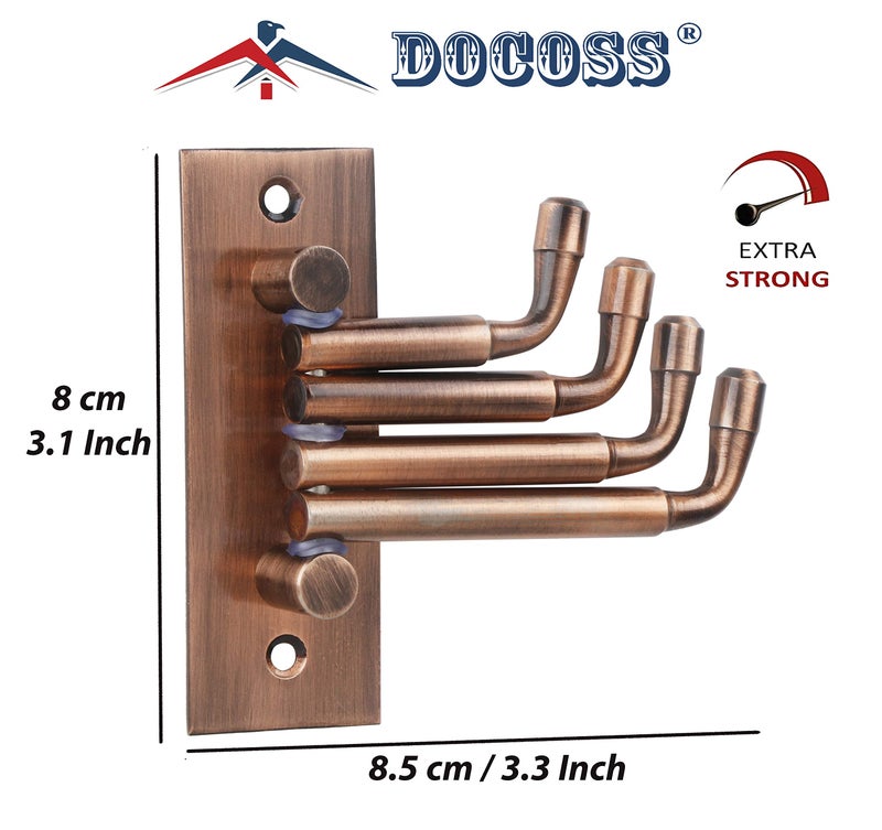 DOCOSS -Pack of 4-Stainless Steel Flexible 4 Pin Bathroom Hooks Cloth Hanger Wall Hook Door Robe Hooks for Hanging Keys,Clothes,Towel Steel Hook (Rose-Gold) - Image 5