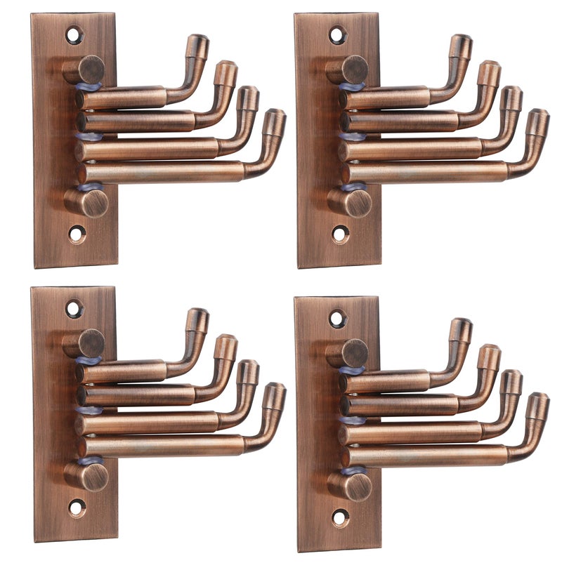 DOCOSS -Pack of 4-Stainless Steel Flexible 4 Pin Bathroom Hooks Cloth Hanger Wall Hook Door Robe Hooks for Hanging Keys,Clothes,Towel Steel Hook (Rose-Gold) - Image 1