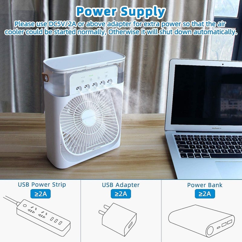 Harnil مروحة مكيف الهواء المحمولة هارنييل مروحة تبريد شخصية لمكتب المتجر المطبخ تعمل بالطاقة USB مكيف هواء صغير مرطب هواء مروحة تبريد صغيرة للمنزل مع 3 أوضاع سرعة 1 قطعة - Image 5