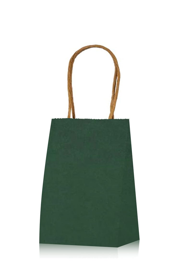 MARKQ Dark Green Paper bags with handles 15 x 11 x 6 cm Small Kraft Gift bags for Birthday Party Favors Weddings Merchandise Goodies Baby Shower 24 Bags  - Image 2