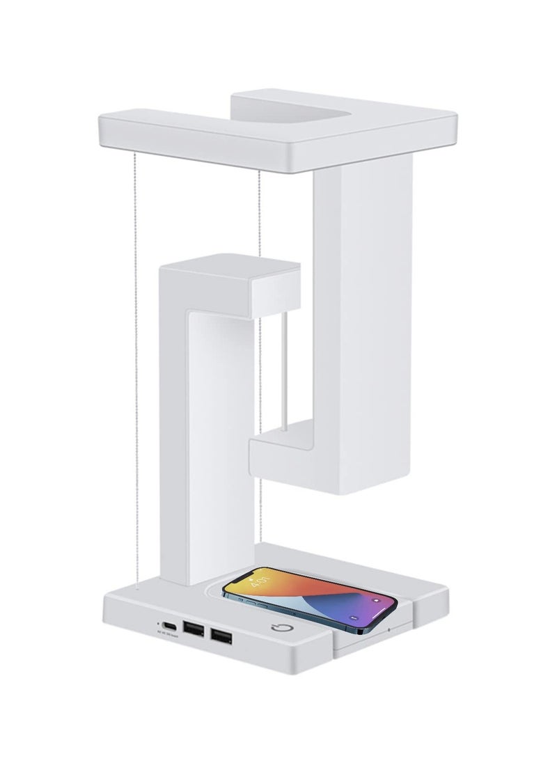 Excefore - Touch Control Bedside Table Lamps with USB Port, Modern Floating Nightstand Lamp with 10W Fast Wireless Charger, 3-Way Dimmable LED Smart Night Light Lamp for Bedroom Table Living Room Decor - Image 1