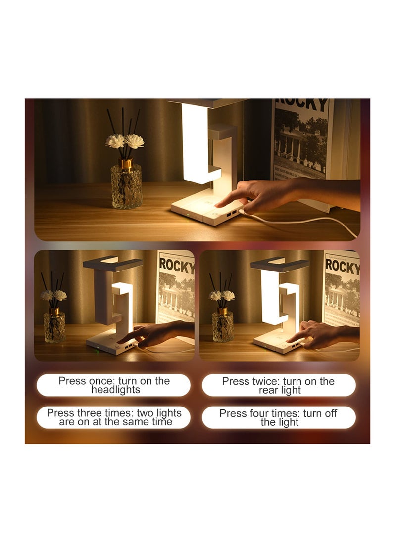 Excefore - Touch Control Bedside Table Lamps with USB Port, Modern Floating Nightstand Lamp with 10W Fast Wireless Charger, 3-Way Dimmable LED Smart Night Light Lamp for Bedroom Table Living Room Decor - Image 1