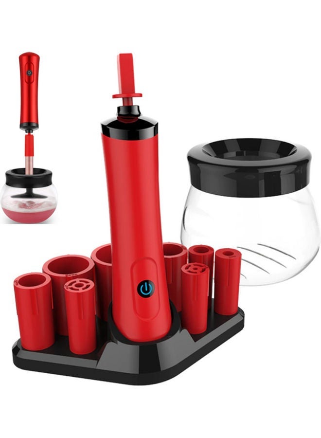 NIBEMINENT Electric Makeup Brush Cleaner and Dryer Set Red - Image 1