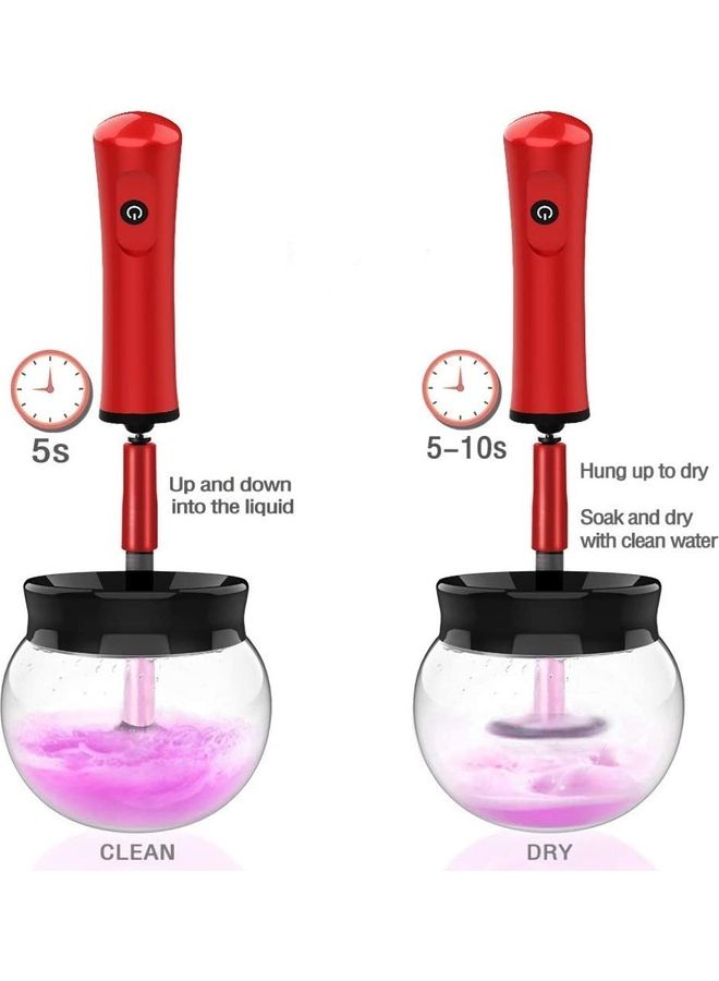 NIBEMINENT Electric Makeup Brush Cleaner and Dryer Set Red - Image 3