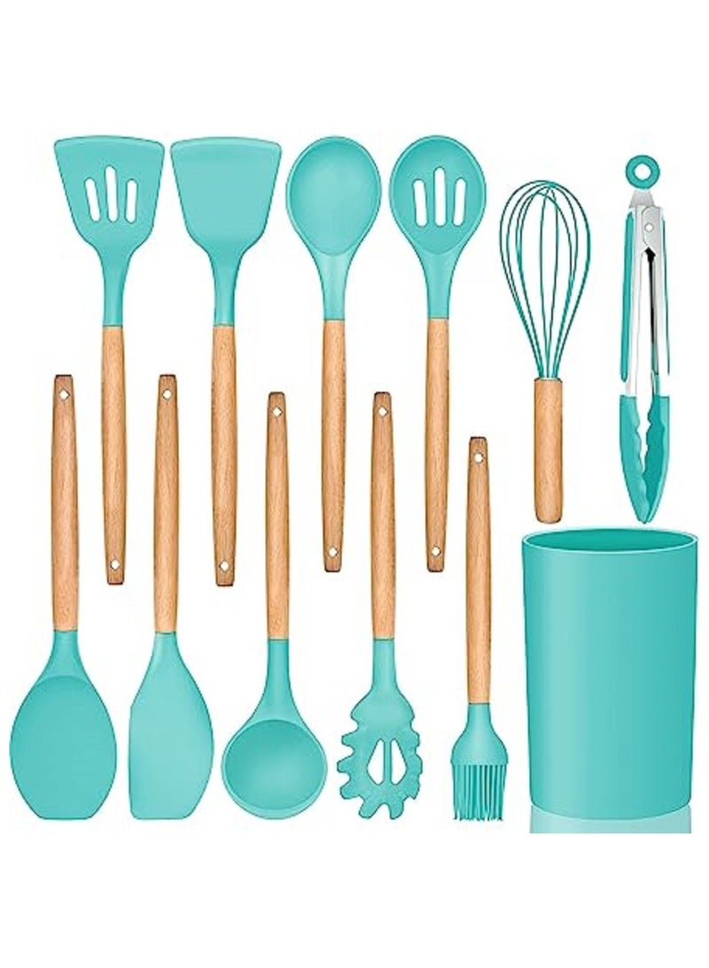 Silicone Cookware Set with Wooden Handle Perfect for Non-Stick and Heat Resistant Cookware - Image 4