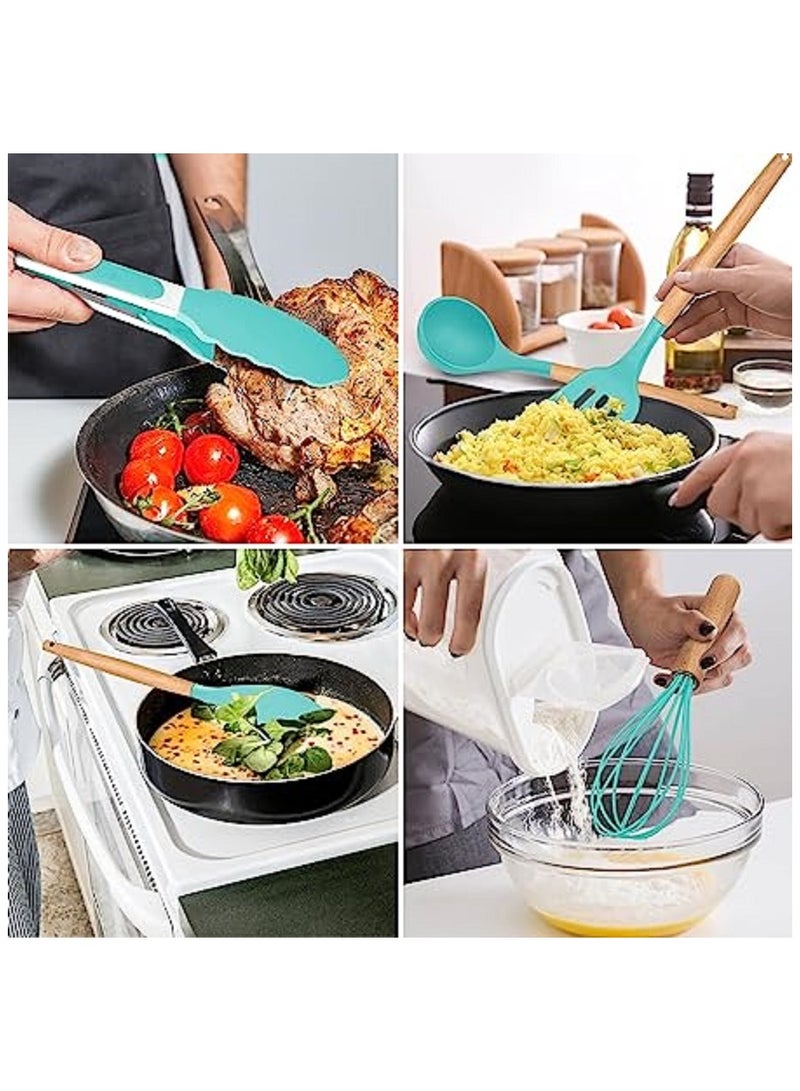 Silicone Cookware Set with Wooden Handle Perfect for Non-Stick and Heat Resistant Cookware - Image 3