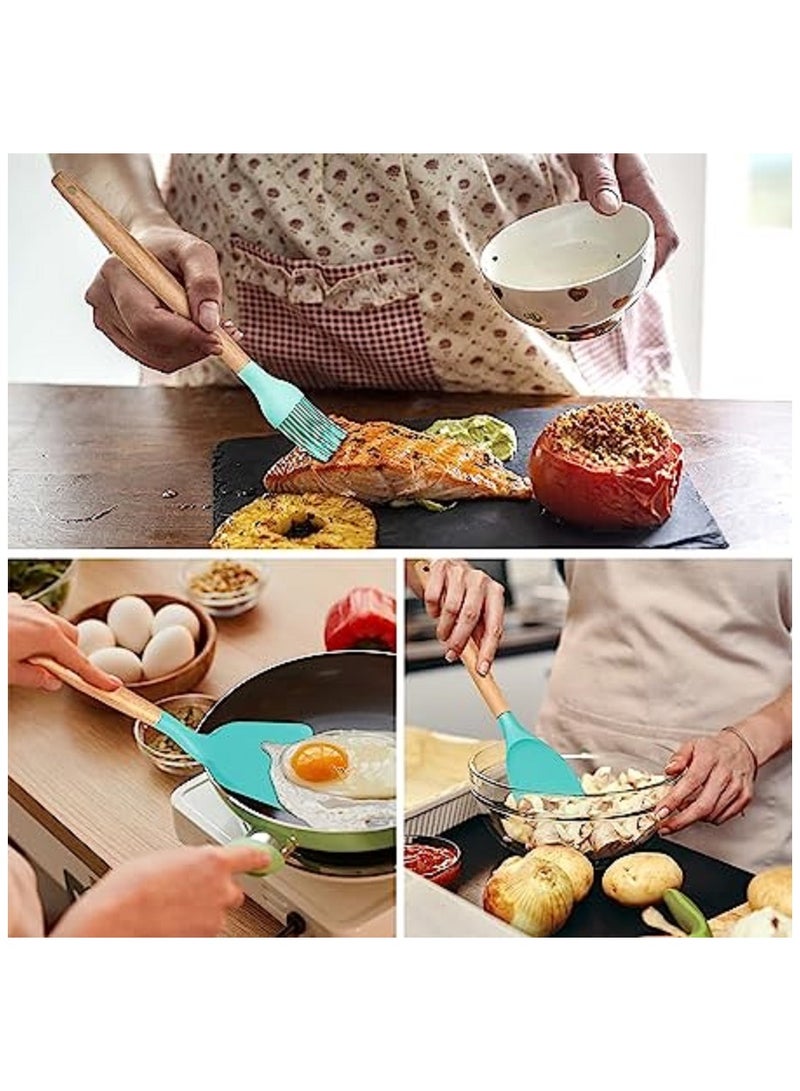 Silicone Cookware Set with Wooden Handle Perfect for Non-Stick and Heat Resistant Cookware - Image 2