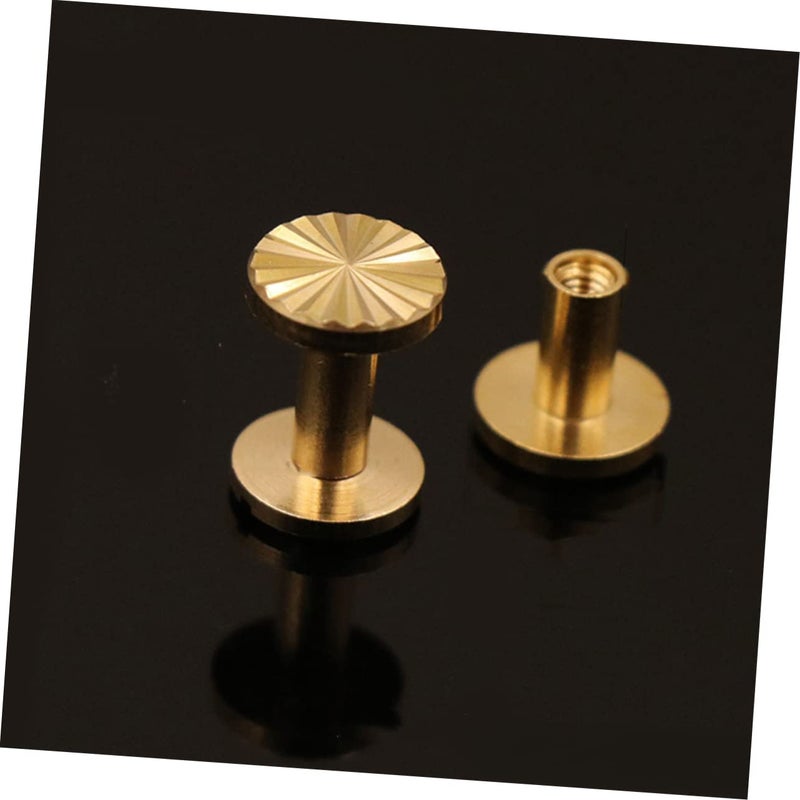 MAGICLULU 10pcs Brass Sunflower Screw Rivets for Leather Craft Flat Fasteners for Belt and Harness DIY Sturdy Sunflower Nail Rivets (10x4x7mm) - Image 5