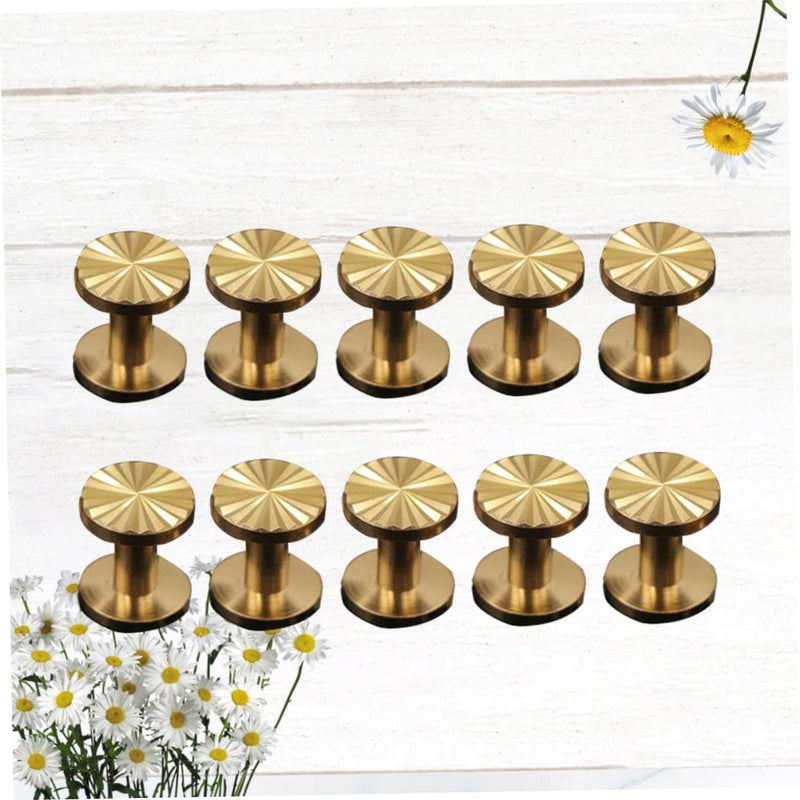 MAGICLULU 10pcs Brass Sunflower Screw Rivets for Leather Craft Flat Fasteners for Belt and Harness DIY Sturdy Sunflower Nail Rivets (10x4x7mm) - Image 4