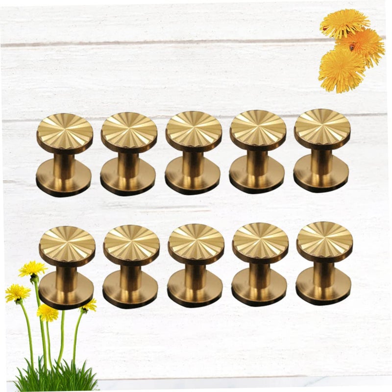 MAGICLULU 10pcs Brass Sunflower Screw Rivets for Leather Craft Flat Fasteners for Belt and Harness DIY Sturdy Sunflower Nail Rivets (10x4x7mm) - Image 2