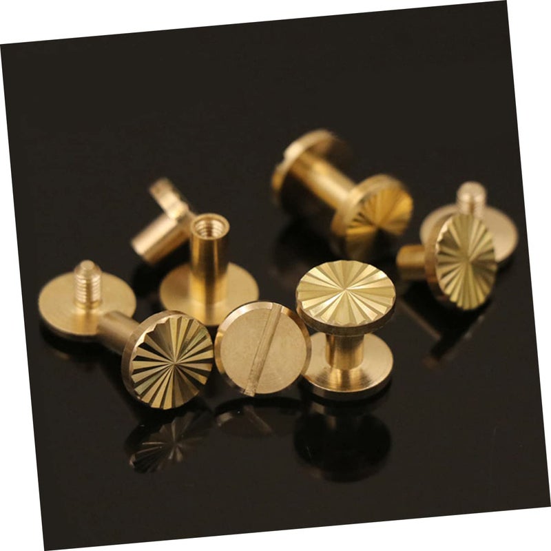 MAGICLULU 10pcs Brass Sunflower Screw Rivets for Leather Craft Flat Fasteners for Belt and Harness DIY Sturdy Sunflower Nail Rivets (10x4x7mm) - Image 3