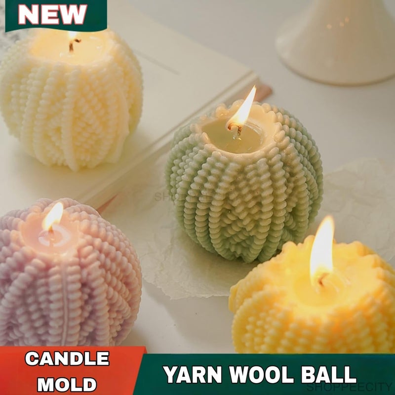 Shoppeecity 3D Wool Yarn Ball Candle Mold I Magic Twisted Rope Ball Silicone Scented Wax Mould I Wool Ball Yarn Bubbles Magic Bun Design Mold for DIY Handmade Chocolate Mousse Dessert Soap Cake Aromatherapy Resin Art Craft Making Home Party Decoration - Image 2