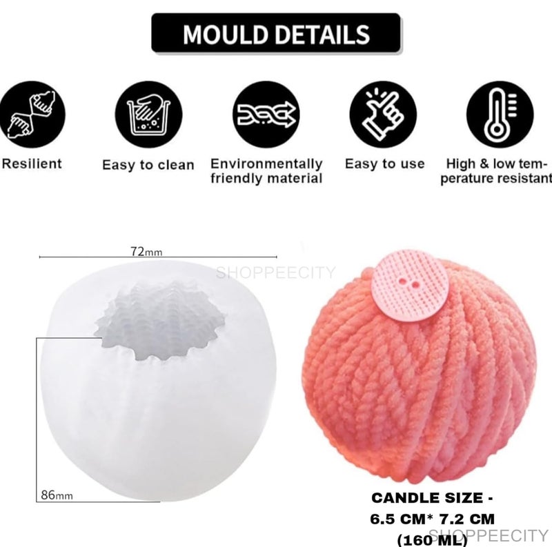 Shoppeecity 3D Wool Yarn Ball Candle Mold I Magic Twisted Rope Ball Silicone Scented Wax Mould I Wool Ball Yarn Bubbles Magic Bun Design Mold for DIY Handmade Chocolate Mousse Dessert Soap Cake Aromatherapy Resin Art Craft Making Home Party Decoration - Image 3