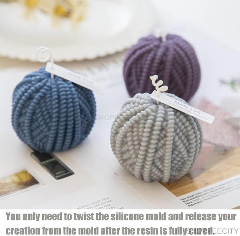 Shoppeecity 3D Wool Yarn Ball Candle Mold I Magic Twisted Rope Ball Silicone Scented Wax Mould I Wool Ball Yarn Bubbles Magic Bun Design Mold for DIY Handmade Chocolate Mousse Dessert Soap Cake Aromatherapy Resin Art Craft Making Home Party Decoration - Image 5