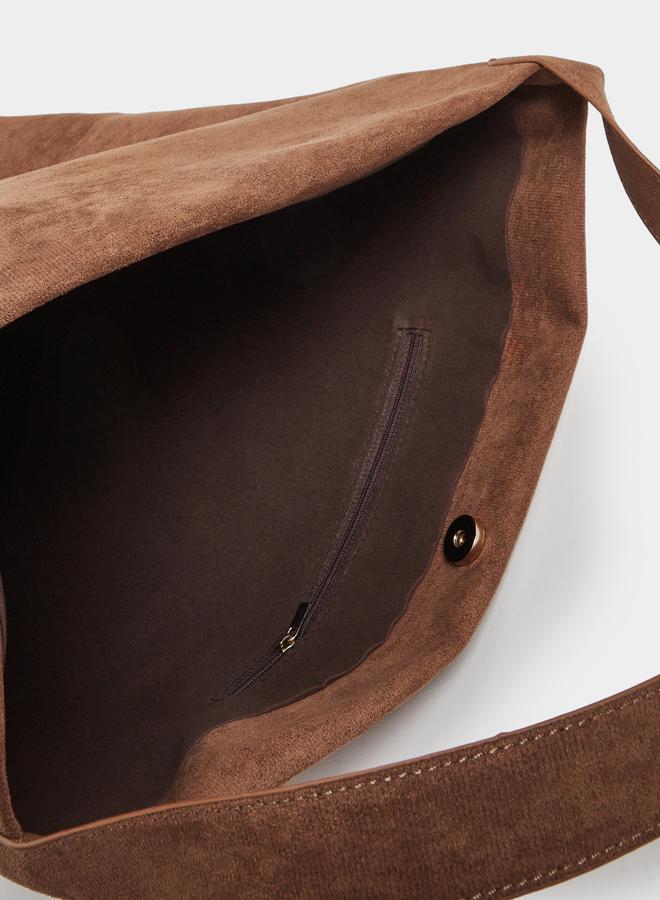 Styli Brown Suede Look Bucket Bag - Image 4