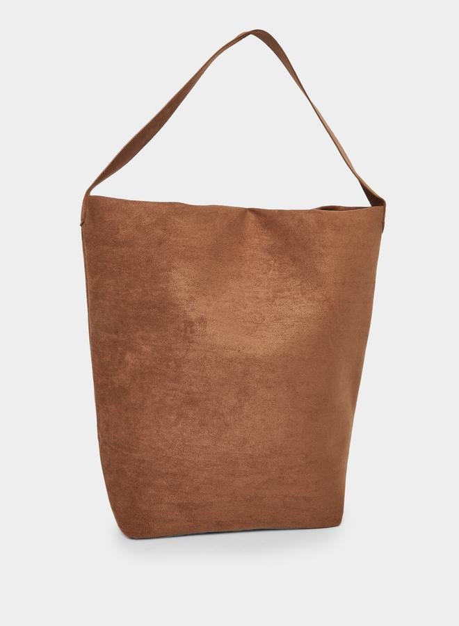 Styli Brown Suede Look Bucket Bag - Image 1