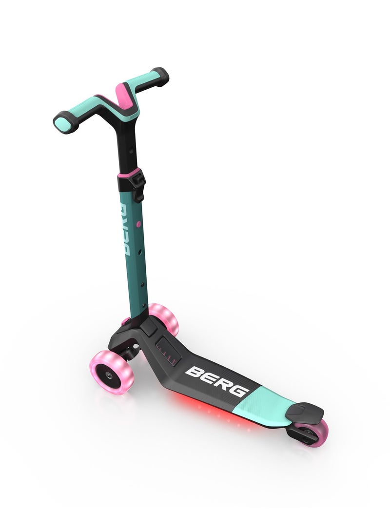 Berg BERG Nexo Foldable LED Scooter - Kid's 3-Wheel Non-Slip Deck, Adjustable Height, Light Up Wheels | Ages 2-12 | Mint - Image 2