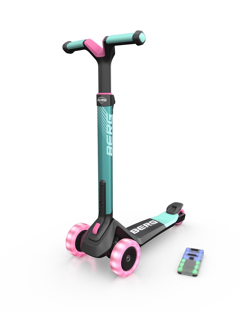 Berg BERG Nexo Foldable LED Scooter - Kid's 3-Wheel Non-Slip Deck, Adjustable Height, Light Up Wheels | Ages 2-12 | Mint - Image 3