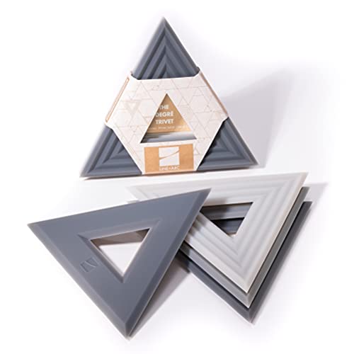 LINE+ARC Extra Thick Silicone Trivets (Featured in ELLE Decor & BuzzFeed) Waterproof Dishwasher-Safe Stain Resistant (Set of 3 Smoke Degrē Trivets) Outdoor Rubber Gray Coffee Mid-Century Modern - Image 1