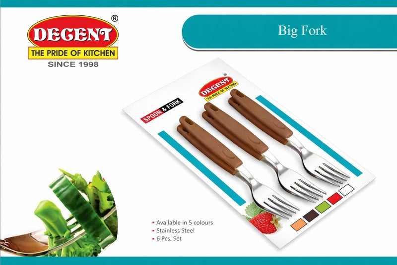 ديسينت ديسنت بيغ فورك سِت أوف 6 | ستينلس ستيل فوركس | إيرغونومِك هاندل | ميرر فينيش | هيفي ديوتي تيبل فورك سِت فور هوم، كيتشن، ريستورانت، ديش واشر سيف - Image 2