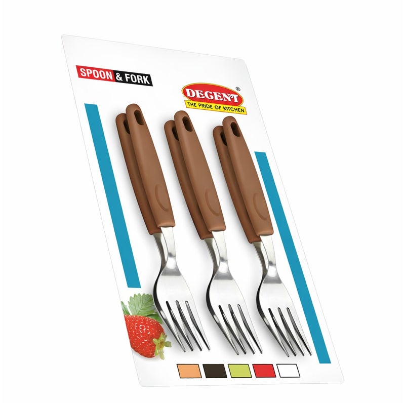 ديسينت ديسنت بيغ فورك سِت أوف 6 | ستينلس ستيل فوركس | إيرغونومِك هاندل | ميرر فينيش | هيفي ديوتي تيبل فورك سِت فور هوم، كيتشن، ريستورانت، ديش واشر سيف - Image 3