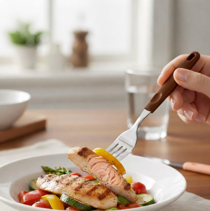 ديسينت ديسنت بيغ فورك سِت أوف 6 | ستينلس ستيل فوركس | إيرغونومِك هاندل | ميرر فينيش | هيفي ديوتي تيبل فورك سِت فور هوم، كيتشن، ريستورانت، ديش واشر سيف - Image 5