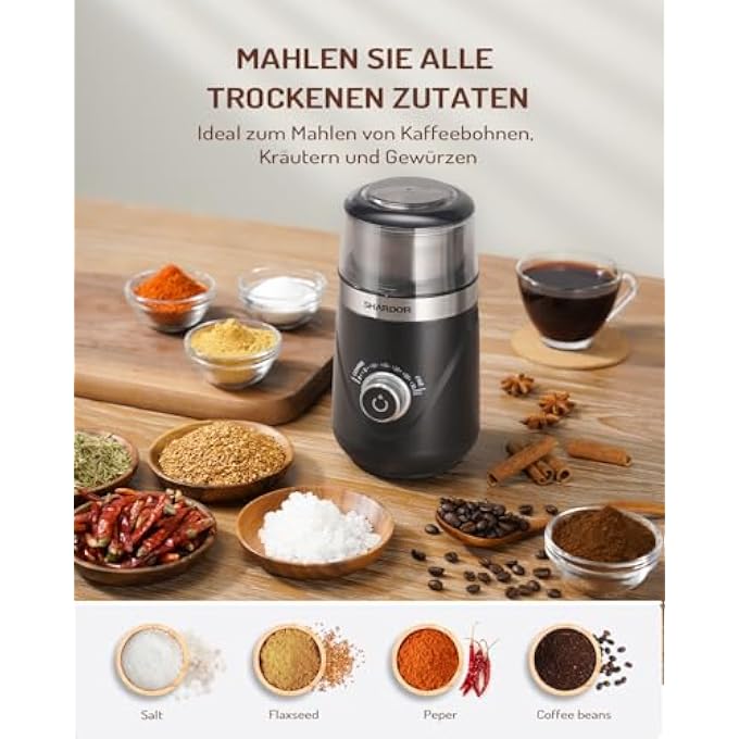 SHARDOR Adjustable Time Electric Coffee Grinder Spice Grinder For Coffee Stainless Steel Blades For Even Grinding Family Grinder Bpa Free 80G - Image 4