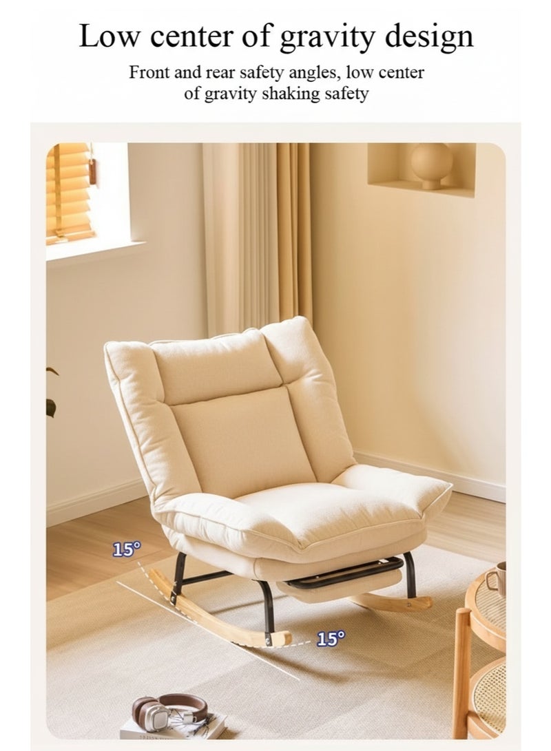 WALALLA Rocking Accent Chair with Adjustable Backrest, Upholstered Leisure Chair with Metal Frame and Wide Seat, Ergonomic Relaxing Rocker for Living Room, Bedroom, Balcony and Reading Corner - Image 3