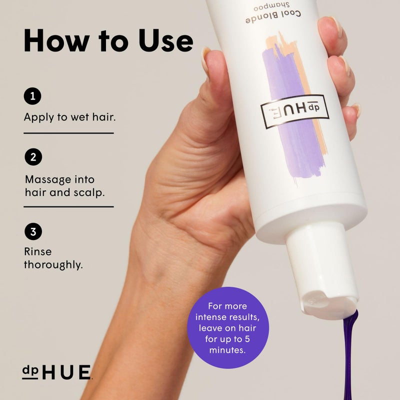 dpHUE Cool Blonde Shampoo - 8.5 oz - Purple Pigments Neutralize Unwanted Yellow, Brassy Hair Tones - Color Safe - Paraben, SLS & SLES Sulfate Free - Leaping Bunny Certified - Image 4
