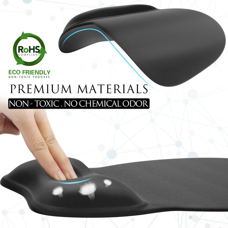 MROCO Ergonomic Mouse Pad with Gel Wrist Support, Comfortable Mousepad with Smooth Wrist Rest Surface and Non-Slip PU Base for Pain Relief, Computer, Laptop, Office & Home, 9.4 x 8.1 in, Black Color - Image 5