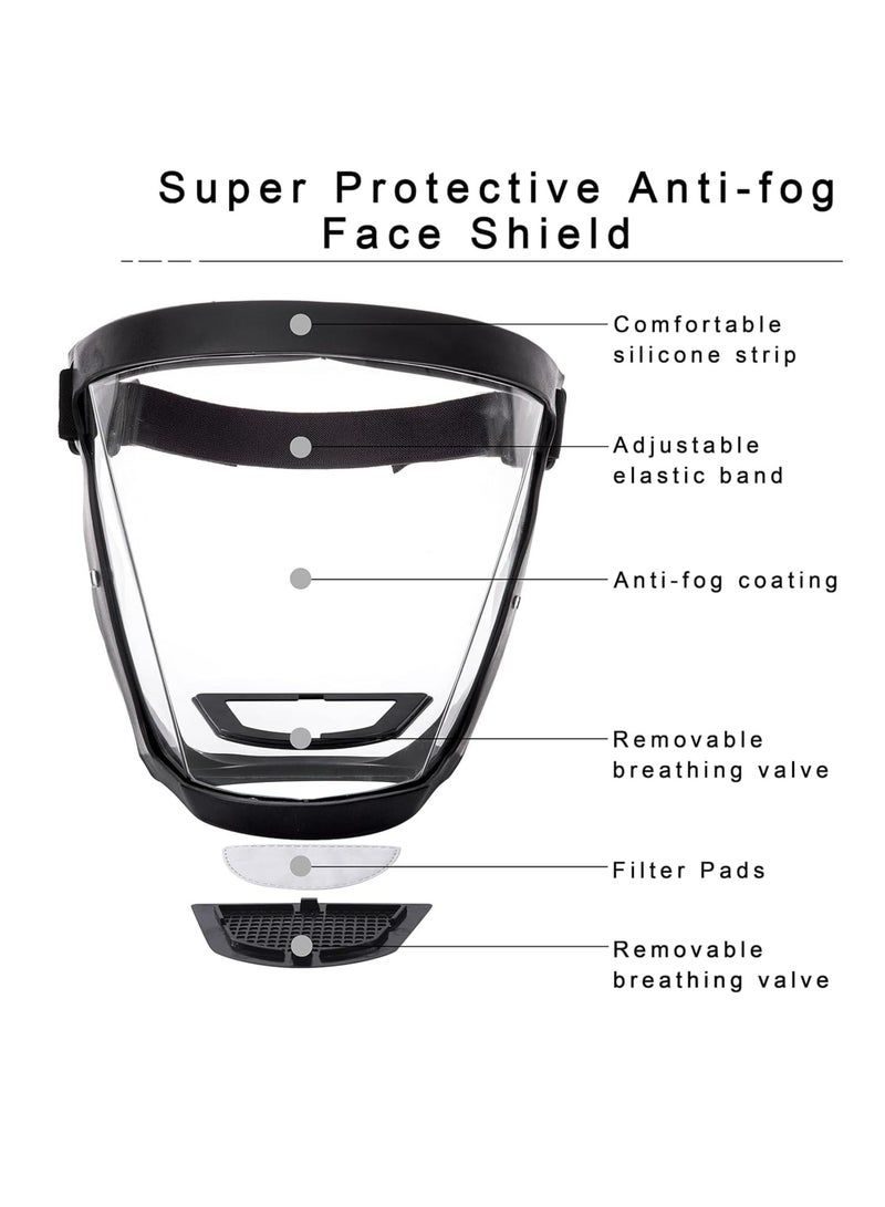 Excefore درع وجه مضاد للضباب فائق الحماية، درع وجه شفاف كامل للوجه للرجال والنساء، حماية للعين، الأنف، والفم قابلة لإعادة الاستخدام - Image 4