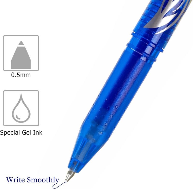 RIANCY Blue Erasable Gel Pens Fine Point Pen Erasable Gel Ink Pen 0.5mm, Rolling Ball Pens with Eraser,Blue Erasable Pens for Adults Kids Students School Office Stationary Supplies Gifts 8PCS - Image 4