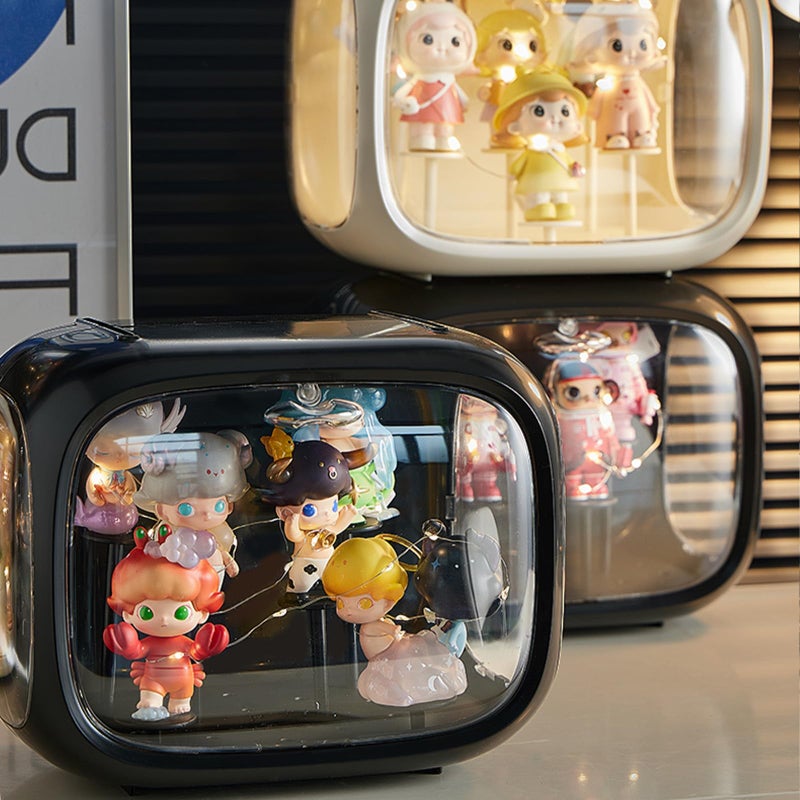 دبليو ام ام علبة عرض للأرقام ذات العرض القابل للضوء ، صندوق عرض أكريليك واضح مع غبار الباب وإثبات الرطوبة المناسب لأشكال العمل المقتنيات LEGO POP MART (أسود) - Image 2