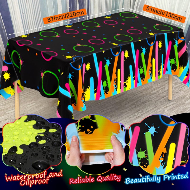 SNLN 161Pcs Neon Party Decorations Glow in the Dark Birthday Supplies Neon Balloon Arch Kit & Backdrop Tablecloth UV Blacklight Luminous Glow Balloons Kids Teen Adult Rainbow 80s 90s Disco Party Decor - Image 4
