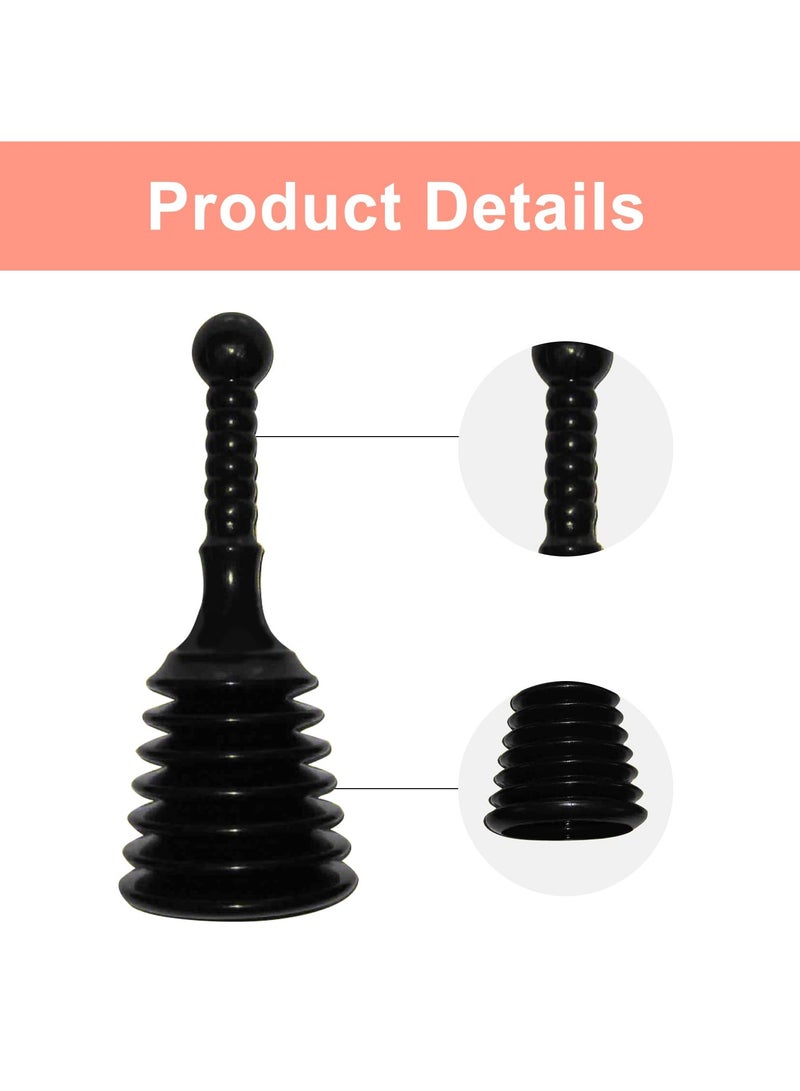 Small Sink and Drain Plunger, Unclogging Tool for Kitchen Sinks, Bathroom Drains, Showers, Bathtubs, Bath Unblocker for Clearing Blockages, Black - Image 2
